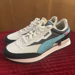 Puma White and Teal Athletic Shoes